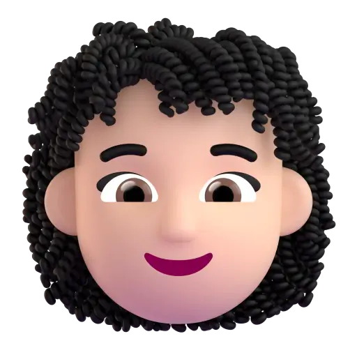 Woman: Light Skin Tone, Curly Hair