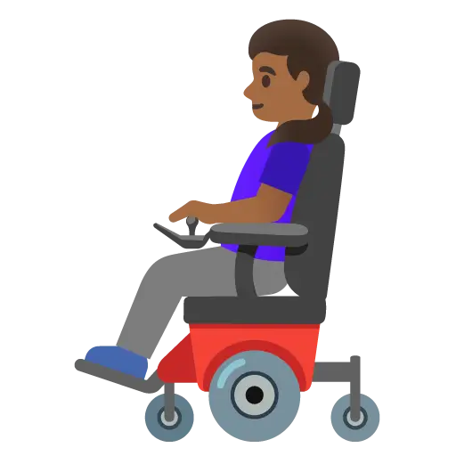 Woman in Motorized Wheelchair: Medium-Dark Skin Tone