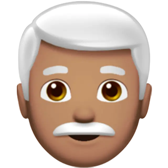 Man: Medium Skin Tone, White Hair