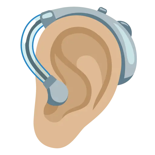 Ear with Hearing Aid: Medium-Light Skin Tone