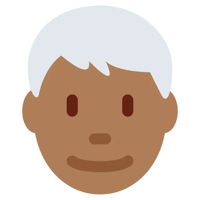 Man: Medium-Dark Skin Tone, White Hair