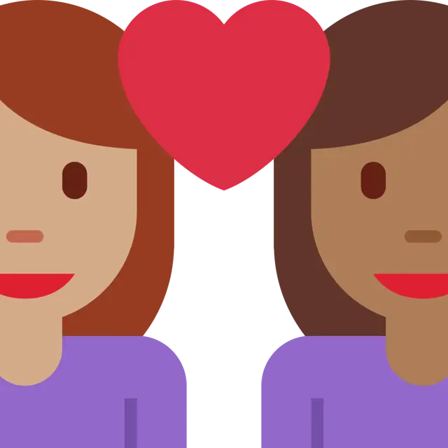 Couple With Heart: Woman, Woman, Medium Skin Tone, Medium-Dark Skin Tone