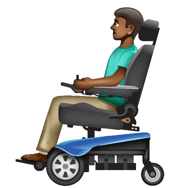 Man In Motorized Wheelchair: Medium-Dark Skin Tone