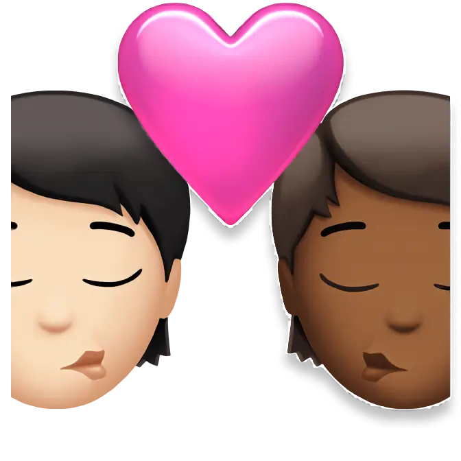 Kiss: Person, Person, Light Skin Tone, Medium-Dark Skin Tone