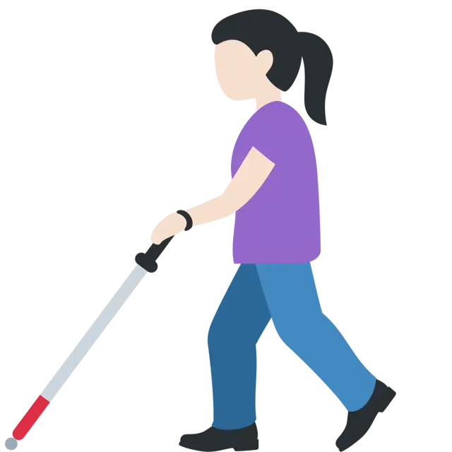 Woman With White Cane: Light Skin Tone