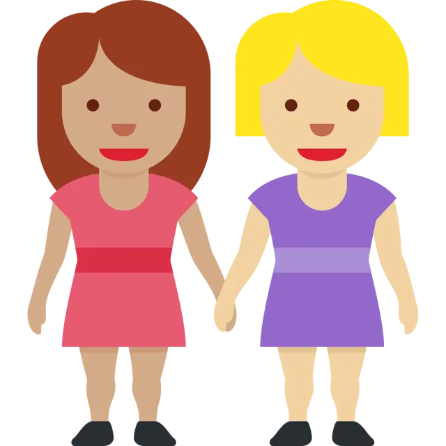 Women Holding Hands: Medium Skin Tone, Medium-Light Skin Tone