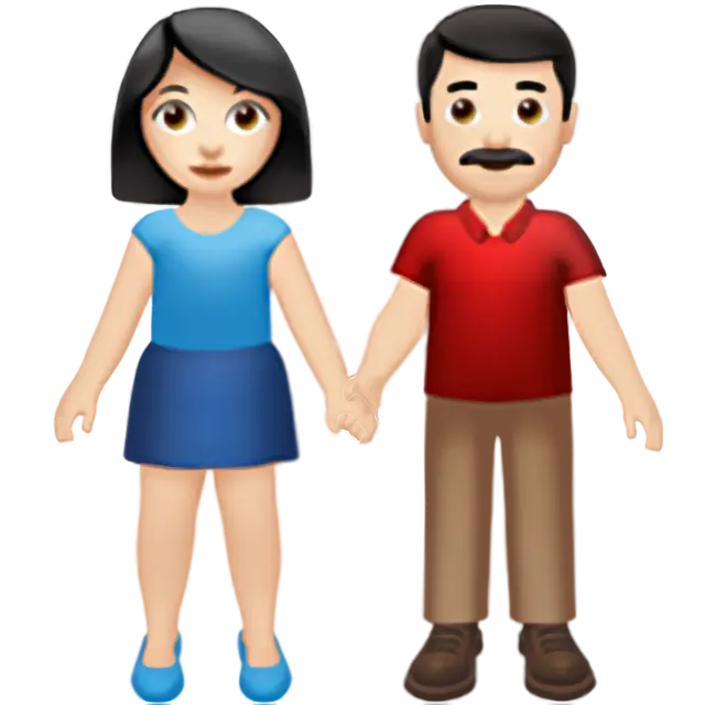 Woman and Man Holding Hands: Light Skin Tone