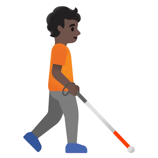 Person with White Cane Facing Right: Dark Skin Tone