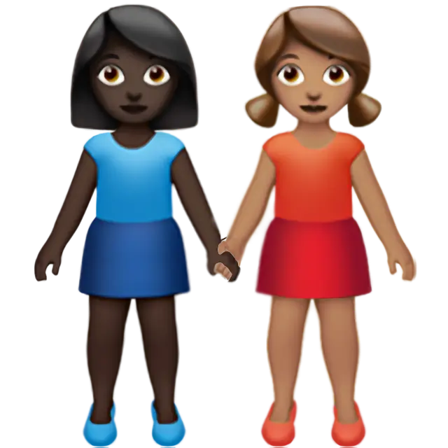 Women Holding Hands: Dark Skin Tone, Medium Skin Tone