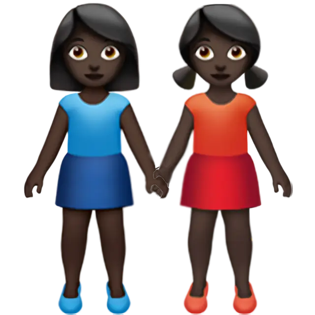 Women Holding Hands: Dark Skin Tone