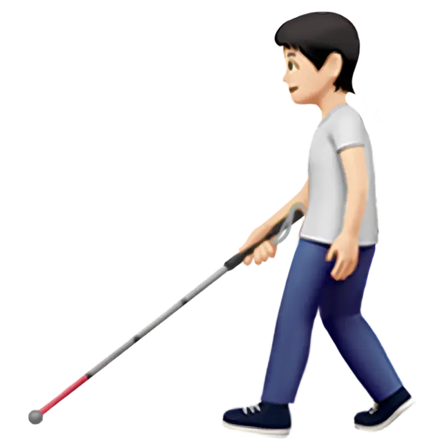 Person with White Cane: Light Skin Tone