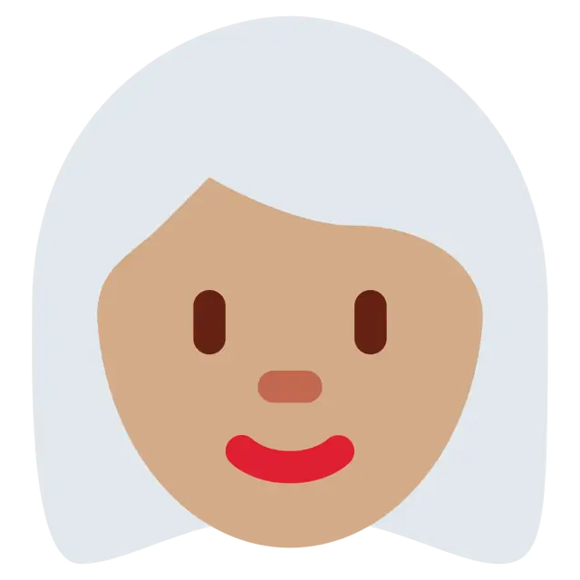 Woman: Medium Skin Tone, White Hair