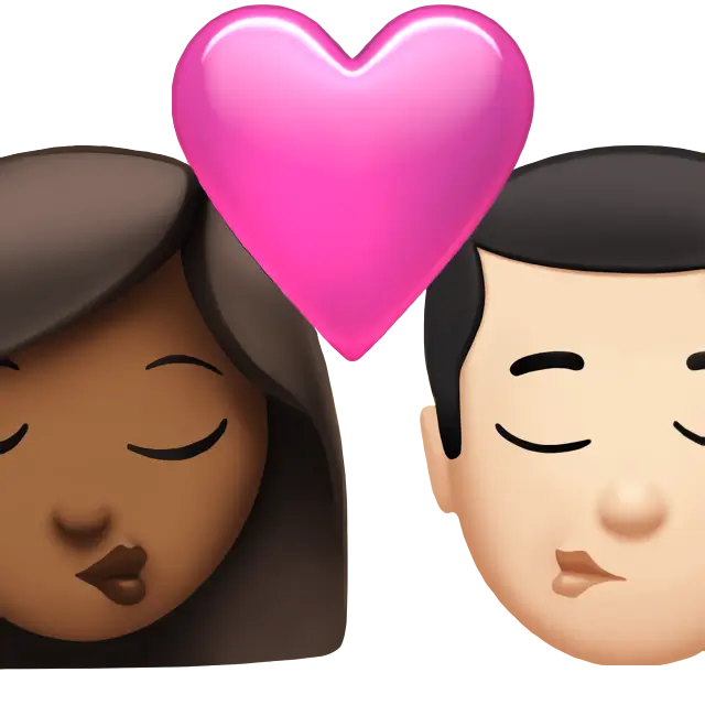 Kiss: Woman, Man, Medium-Dark Skin Tone, Light Skin Tone