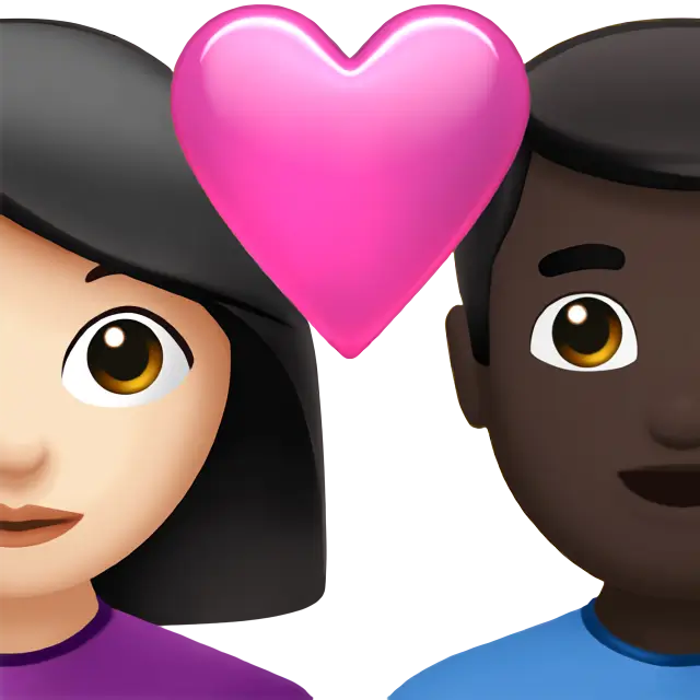 Couple with Heart: Woman, Man, Light Skin Tone, Dark Skin Tone