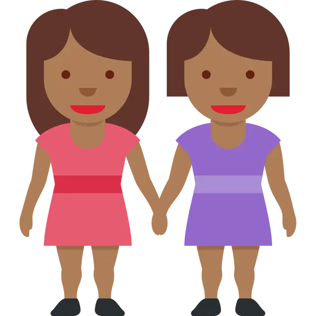 Women Holding Hands: Medium-Dark Skin Tone