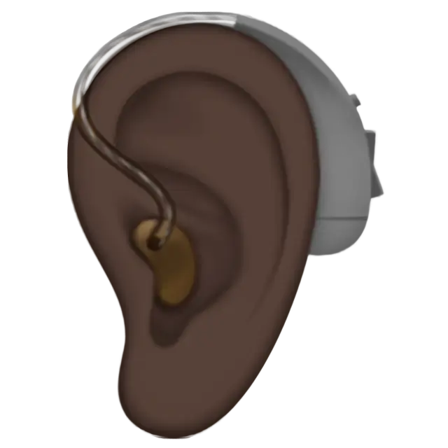 Ear with Hearing Aid: Dark Skin Tone