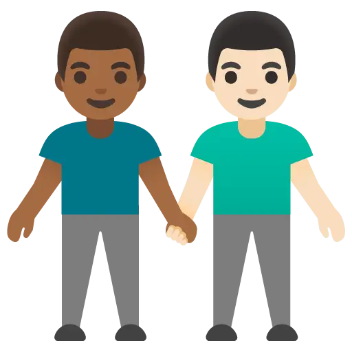 Men Holding Hands: Light Skin Tone, Medium-Dark Skin Tone