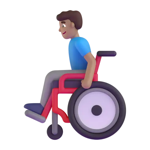 Man in Manual Wheelchair: Medium Skin Tone