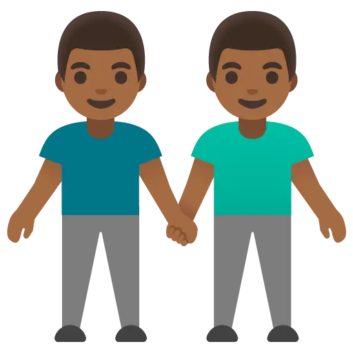 Men Holding Hands: Medium-Dark Skin Tone