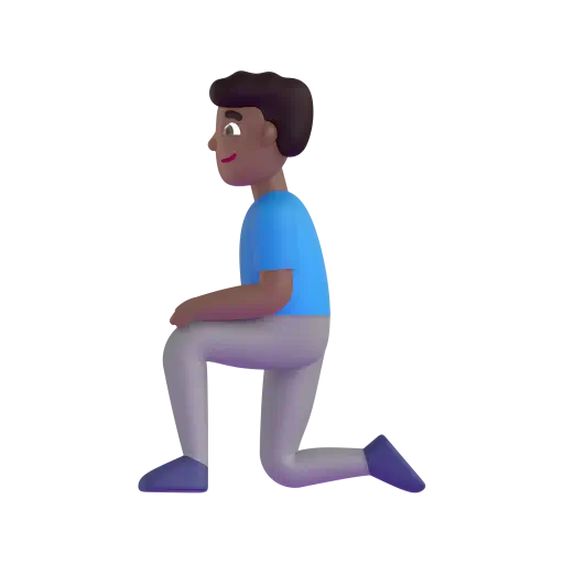 Man Kneeling: Medium-Dark Skin Tone