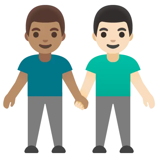 Men Holding Hands: Light Skin Tone, Medium Skin Tone