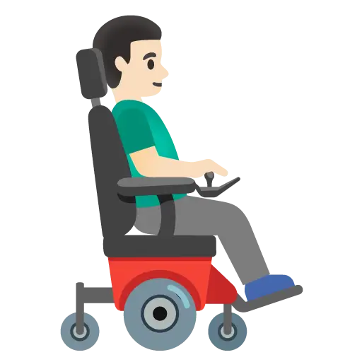 Man in Motorized Wheelchair Facing Right: Light Skin Tone