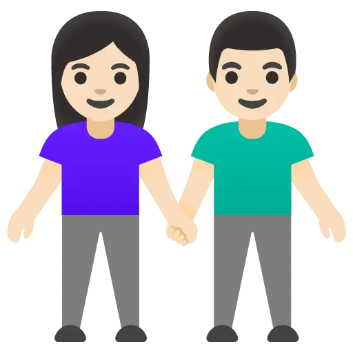 Woman and Man Holding Hands: Light Skin Tone