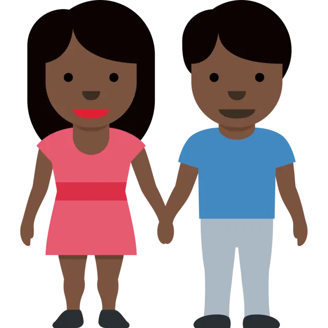 Woman And Man Holding Hands: Dark Skin Tone