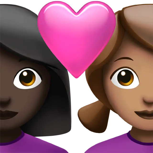 Couple with Heart: Woman, Woman, Dark Skin Tone, Medium Skin Tone