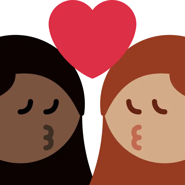 Kiss: Woman, Woman, Dark Skin Tone, Medium Skin Tone