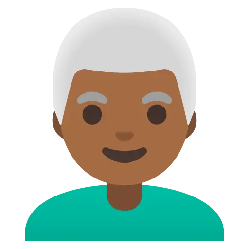 Man: Medium-Dark Skin Tone, White Hair