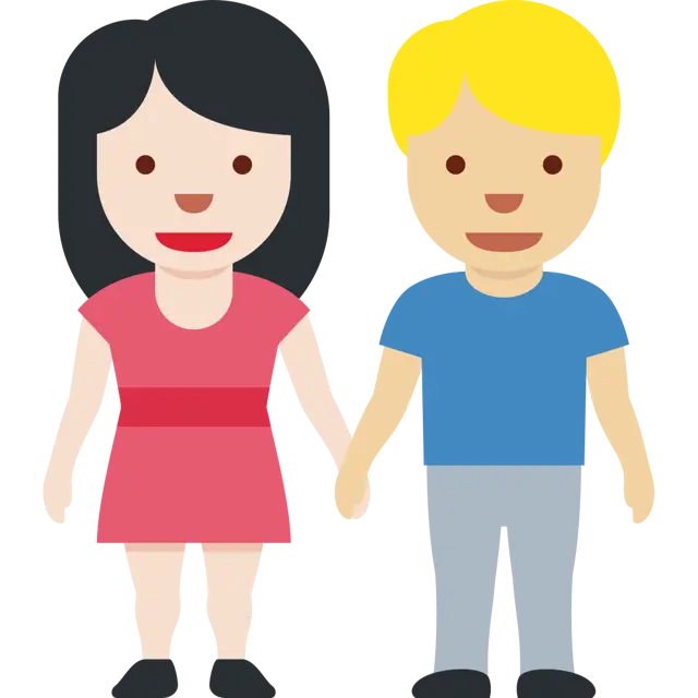 Woman And Man Holding Hands: Light Skin Tone, Medium-Light Skin Tone