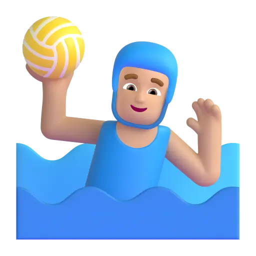 Man Playing Water Polo: Medium-Light Skin Tone