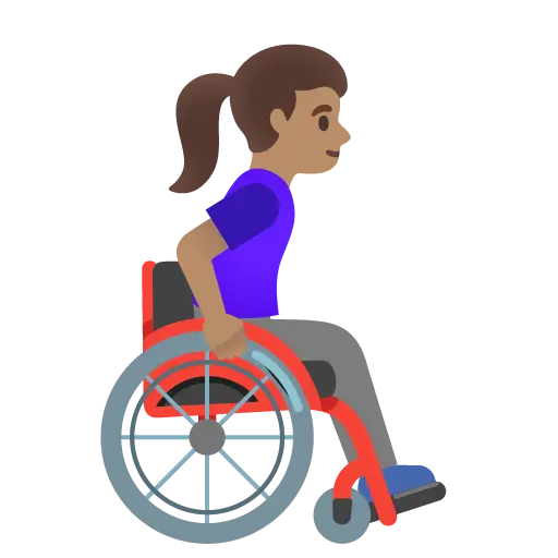 Woman in Manual Wheelchair Facing Right: Medium Skin Tone