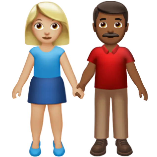 Woman and Man Holding Hands: Medium-Light Skin Tone, Medium-Dark Skin Tone