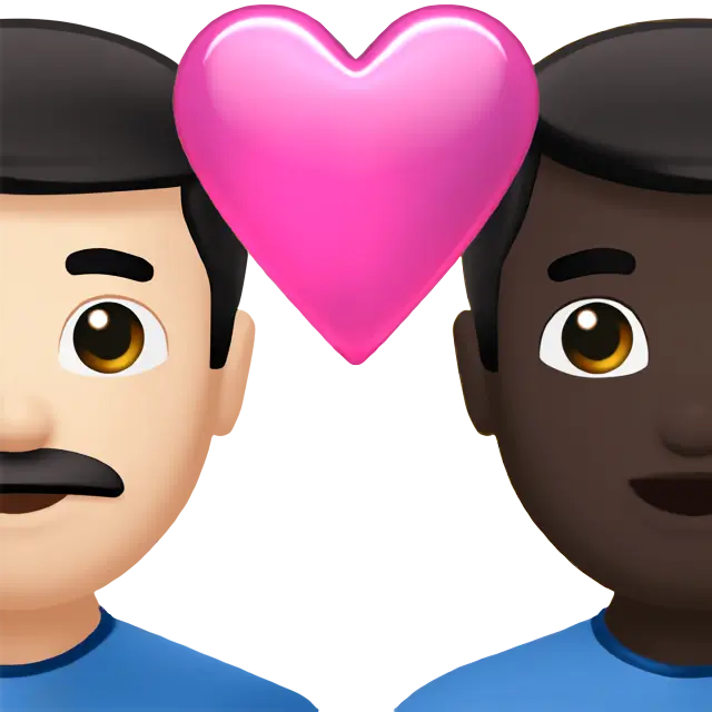 Couple with Heart: Man, Man, Light Skin Tone, Dark Skin Tone