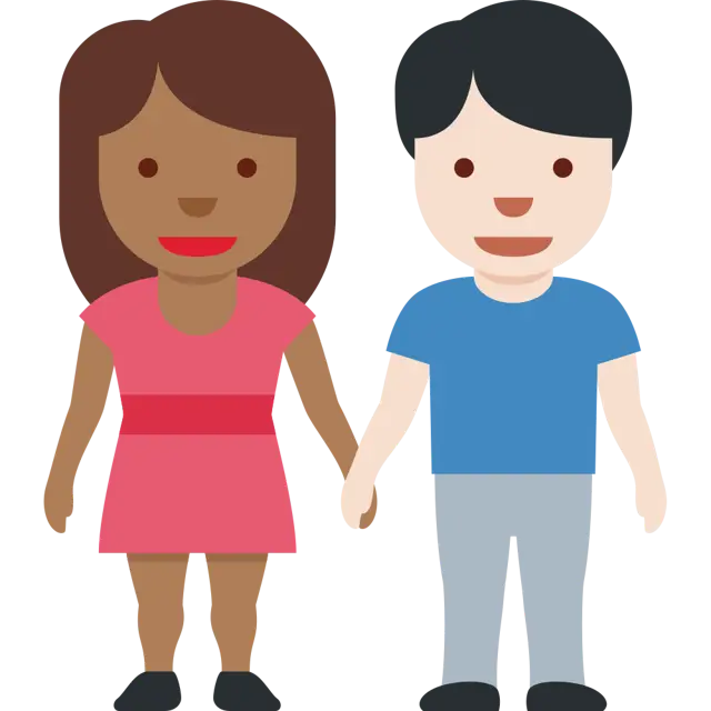 Woman And Man Holding Hands: Medium-Dark Skin Tone, Light Skin Tone