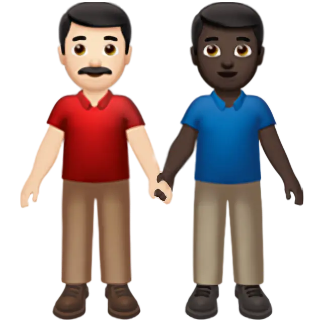 Men Holding Hands: Light Skin Tone, Dark Skin Tone