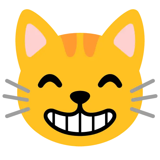 Rosto sorridente de gato com olhos sorridentes