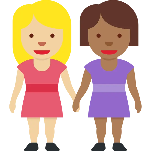 Women Holding Hands: Medium-Light Skin Tone, Medium-Dark Skin Tone