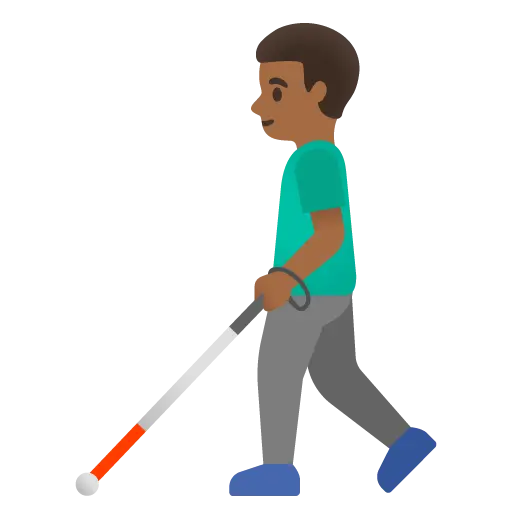 Man with White Cane: Medium-Dark Skin Tone