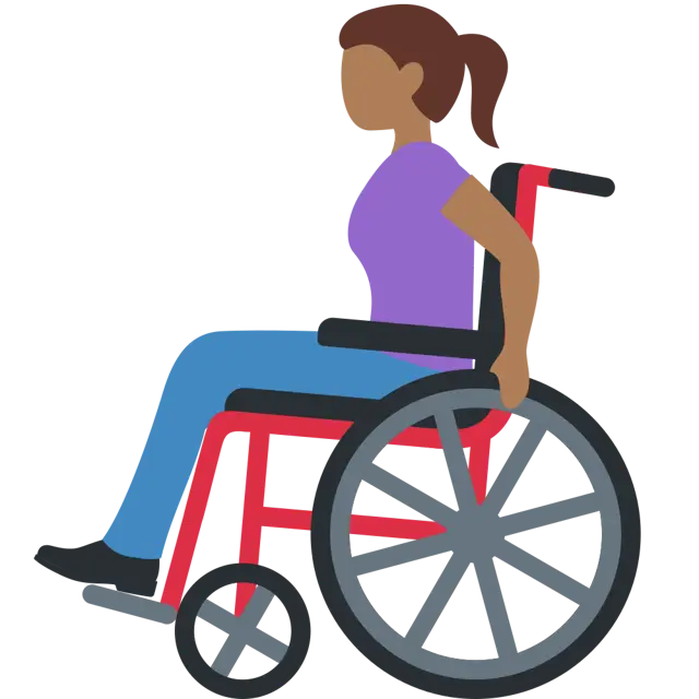 Woman In Manual Wheelchair: Medium-Dark Skin Tone