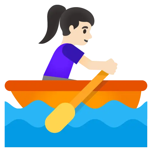 Woman Rowing Boat: Light Skin Tone