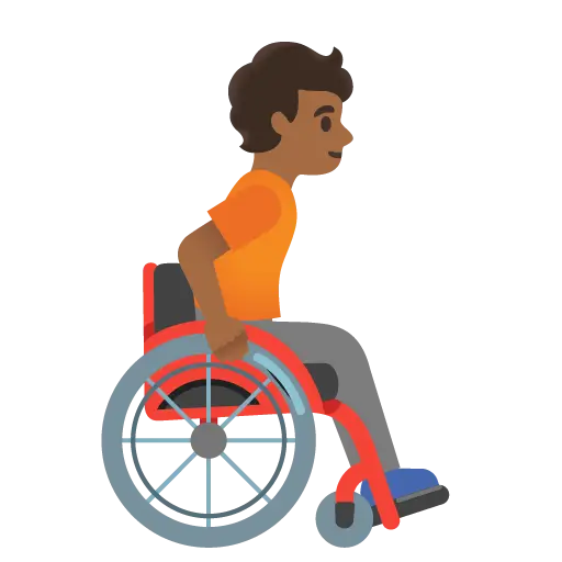 Person in Manual Wheelchair Facing Right: Medium-Dark Skin Tone