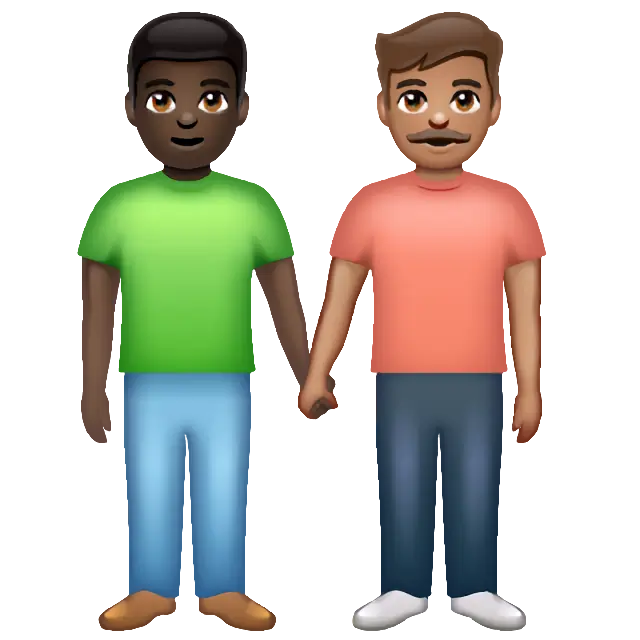 Men Holding Hands: Dark Skin Tone, Medium Skin Tone