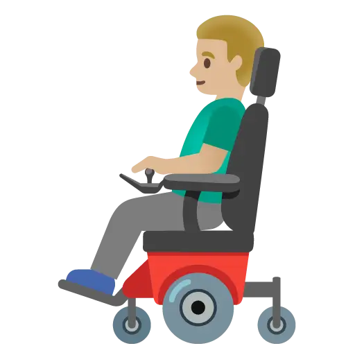 Man in Motorized Wheelchair: Medium-Light Skin Tone