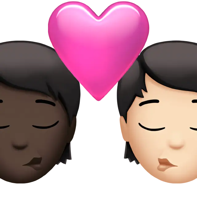 Kiss: Person, Person, Dark Skin Tone, Light Skin Tone