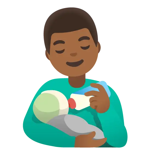 Man Feeding Baby: Medium-Dark Skin Tone