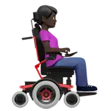 Woman in Motorized Wheelchair Facing Right: Dark Skin Tone