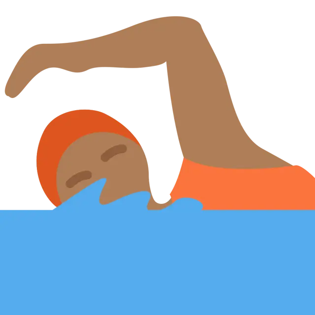 Person Swimming: Medium-Dark Skin Tone